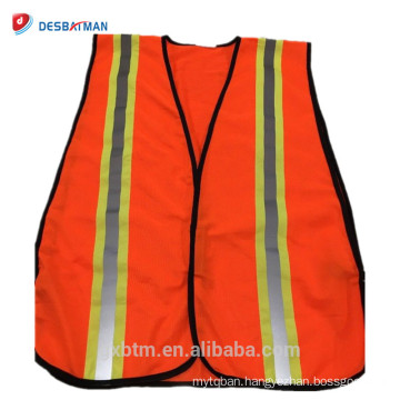 Cheap 100%Polyester Fluorescent Orange Reflective Construction Road Work Hi Vis Safety Vest